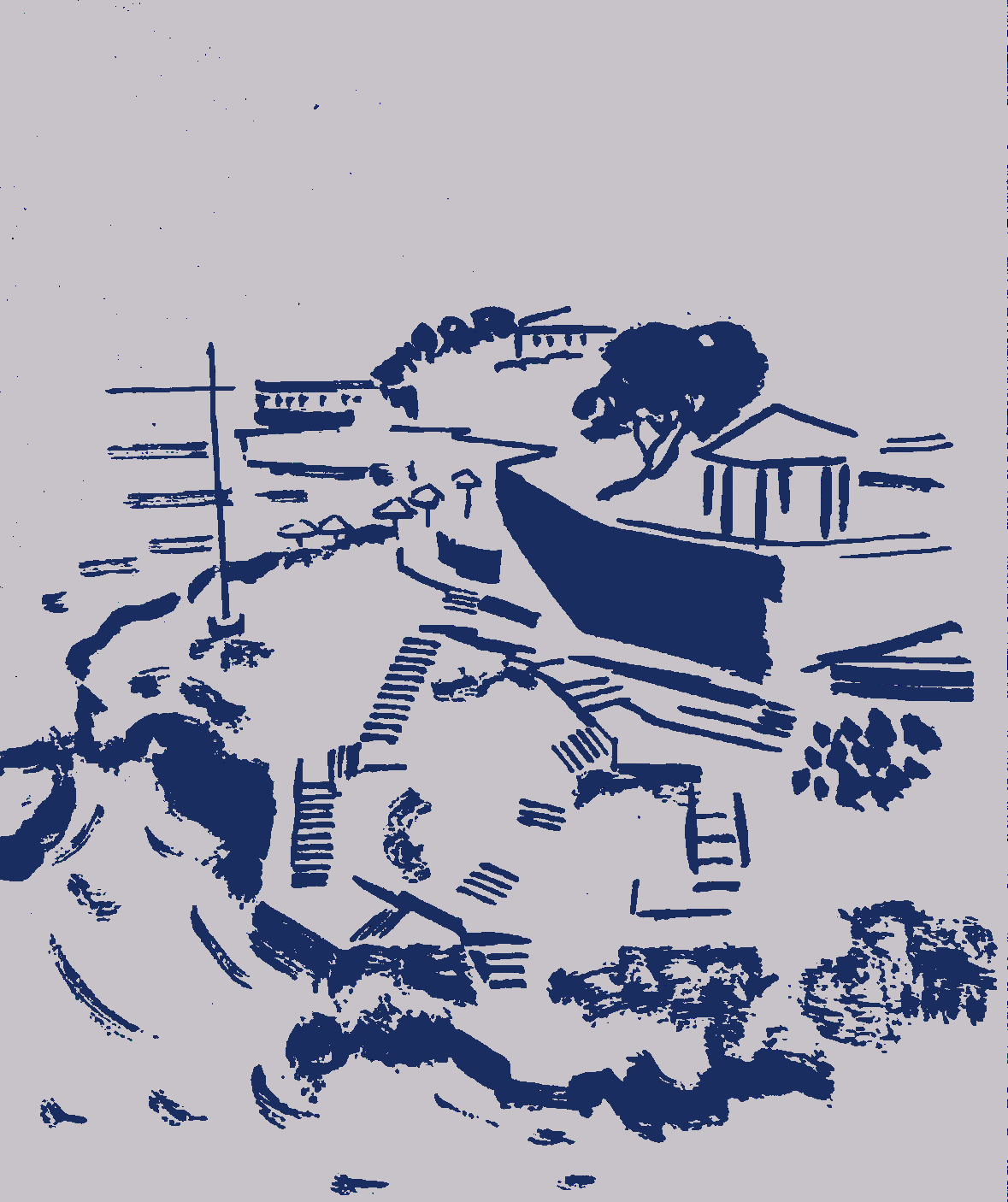 Illustrated view of Hydra island